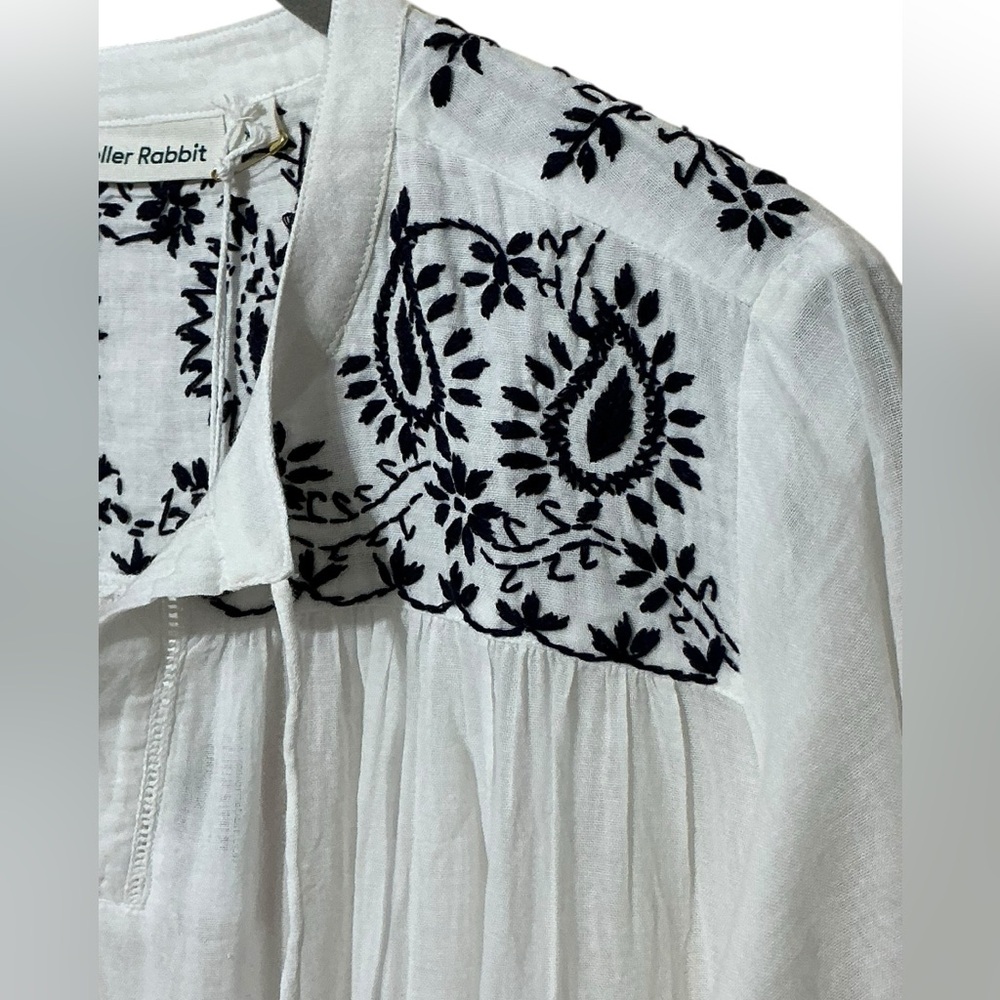ROLLER RABBIT Lucknow Serafina Tunic XS 24” p2p White $148 Retail NWT - Picture 6 of 13